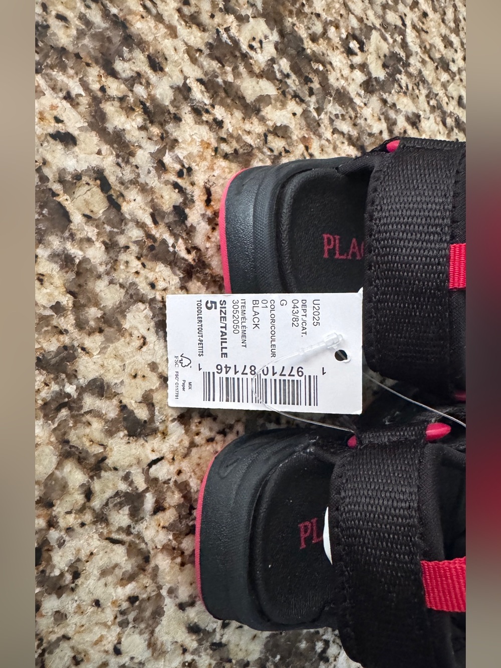 The Children's Place Black and Hot Pink Toddler Sandals